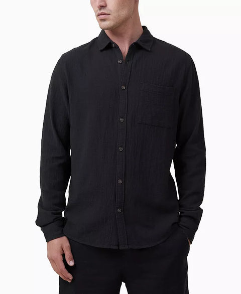 Cotton On Men's Washed Black Portland Long Sleeve Shirt | Cotton On In Lebanon