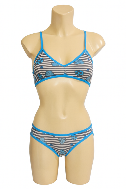 Demar Women's Blue Hearts Lingerie Set | Demar In Lebanon