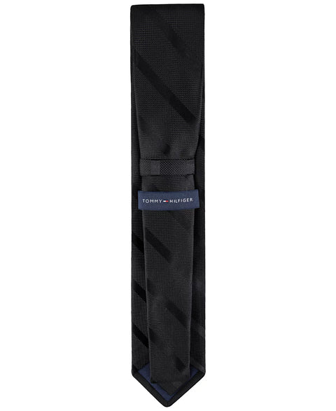 Tommy Hilfiger Men's Black Solid Textured Stripe Tie | Tommy Hilfiger In Lebanon