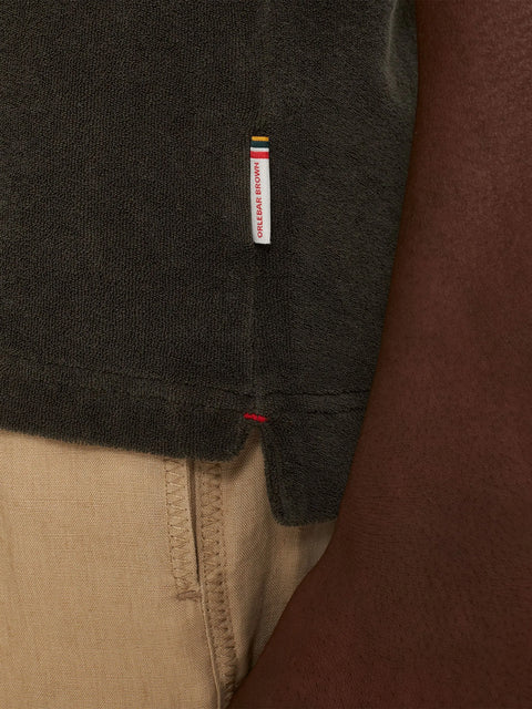 Orlebar Brown Men's Dark Brown Terry Polo T-Shirt | Orlebar Brown In Lebanon