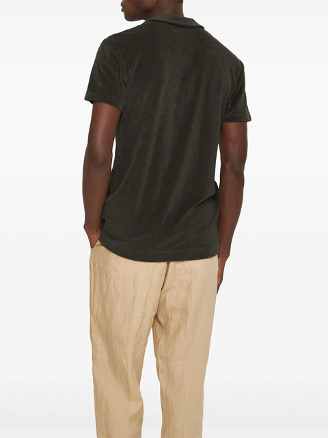 Orlebar Brown Men's Dark Brown Terry Polo T-Shirt | Orlebar Brown In Lebanon
