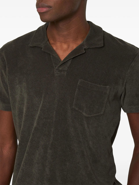Orlebar Brown Men's Dark Brown Terry Polo T-Shirt | Orlebar Brown In Lebanon