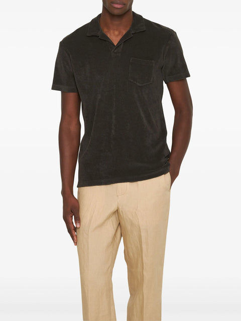 Orlebar Brown Men's Dark Brown Terry Polo T-Shirt | Orlebar Brown In Lebanon