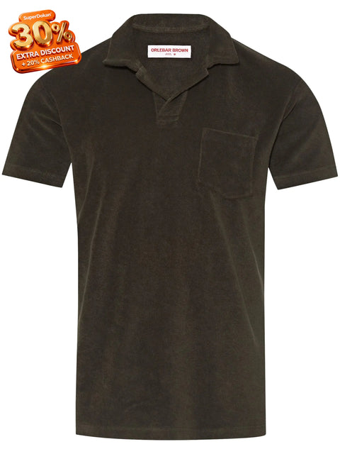 Orlebar Brown Men's Dark Brown Terry Polo T-Shirt | Orlebar Brown In Lebanon