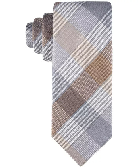 Calvin Klein Men's Gray & Tan Bold Block Check Tie | Calvin Klein In Lebanon