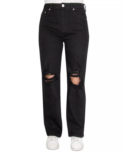 Madden Girl Women's Black Ripped High-Rise Wide-Leg Jeans  | Madden Girl in Lebanon