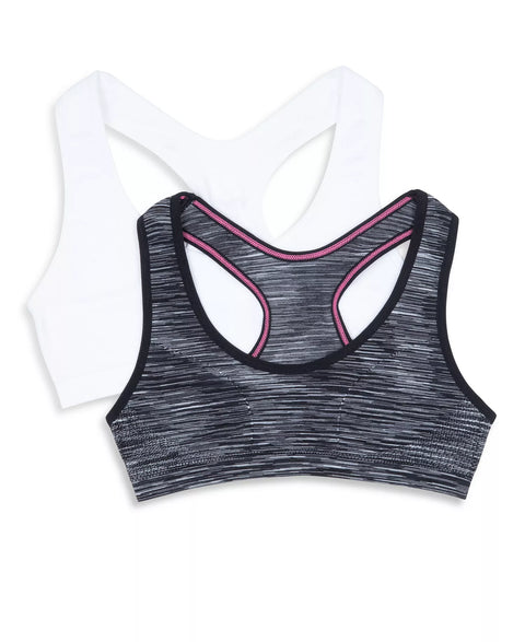 Maidenform Big Girl's Black-White Seamless Racerback Sports Bra, Pack of 2 | Maidenform  in Lebanon
