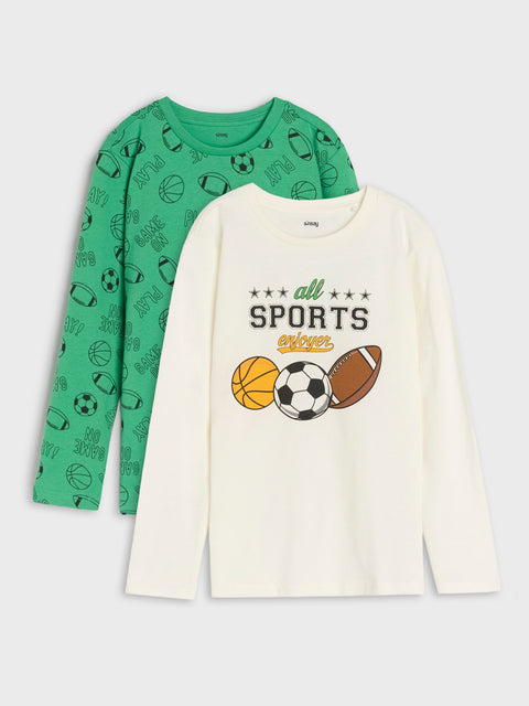 Sinsay Boy's Green /White with printed graphic Long Sleeve Blouse  | Sinsay in Lebanon