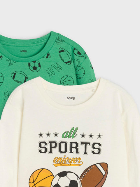 Sinsay Boy's Green /White with printed graphic Long Sleeve Blouse  | Sinsay in Lebanon