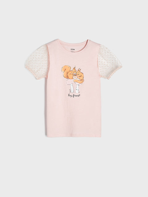 Sinsay Girl's Pink Squirrel Printed T-Shirt  | Sinsay in Lebanon