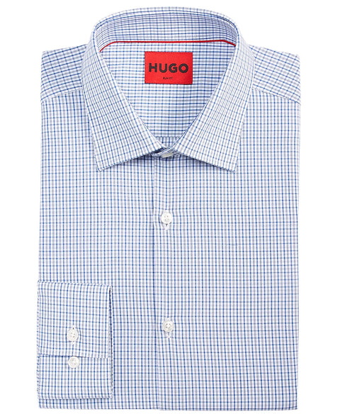 Hugo Boss Men's White & Blue Kenno Slim-Fit Check Dress Shirt | Hugo Boss In Lebanon