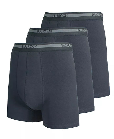 Blu Rock Men's Charcoal Pack Of 3 Stretch Cotton Boxers | Blu Rock In Lebanon