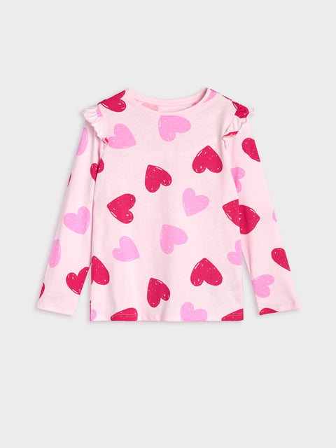 Sinsay Girl's Light Pink Long Sleeve Hearts Printed Blouse | Sinsay In Lebanon