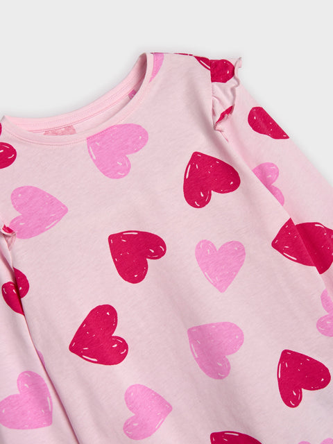 Sinsay Girl's Light Pink Long Sleeve Hearts Printed Blouse | Sinsay In Lebanon