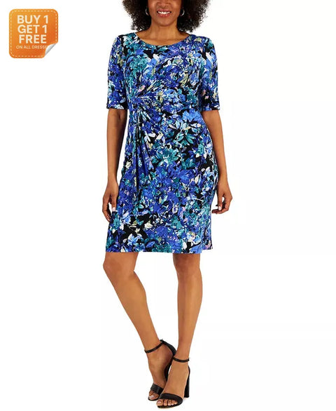 Connected Women's Printed Faux-Wrap Sheath Dress |Connected In Lebanon