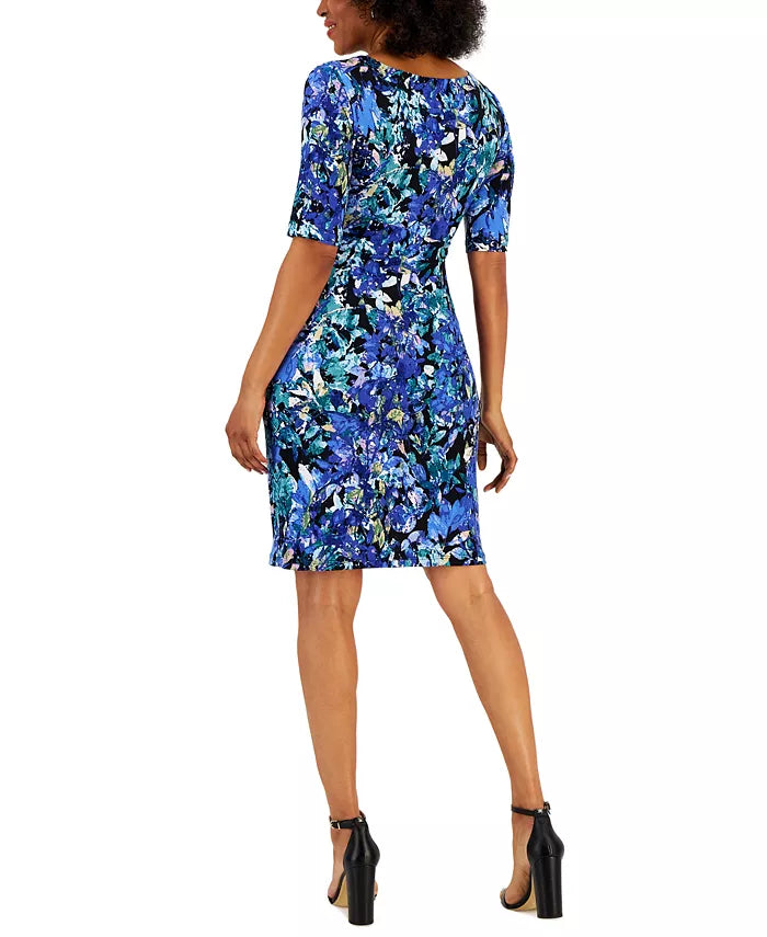 Connected Women's Printed Faux-Wrap Sheath Dress |Connected In Lebanon