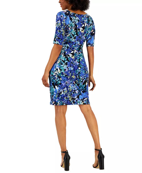 Connected Women's Printed Faux-Wrap Sheath Dress |Connected In Lebanon