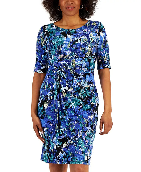 Connected Women's Printed Faux-Wrap Sheath Dress |Connected In Lebanon