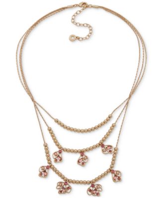 Anne Klein Women's Gold Multicolor Three Layer Necklace|Anne Klein in Lebanon