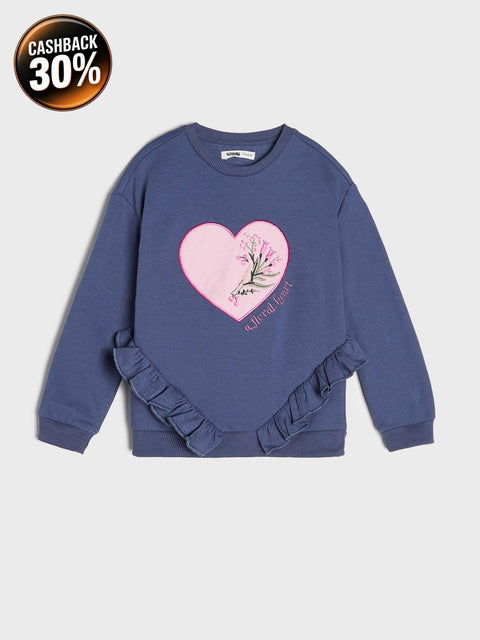 Sinsay Girl's Navy Blue Embroidered Sweatshirt | Sinsay In Lebanon