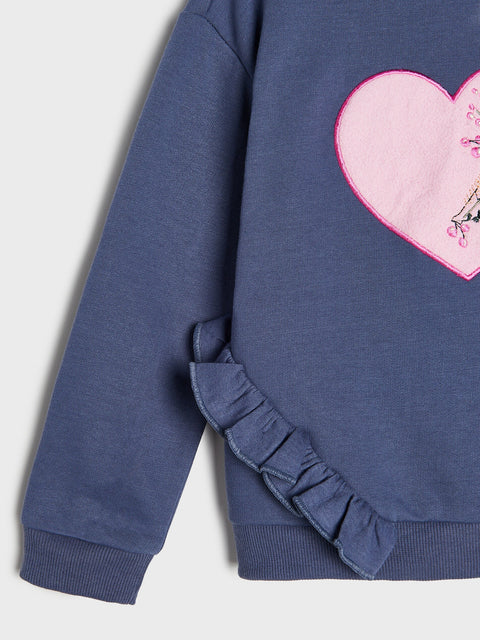 Sinsay Girl's Navy Blue Embroidered Sweatshirt | Sinsay In Lebanon
