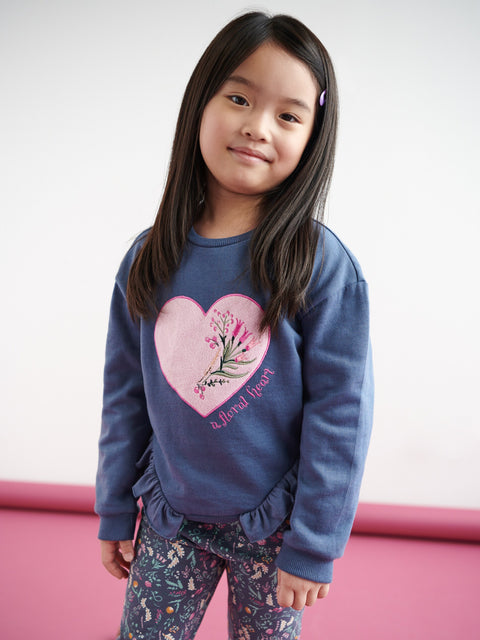 Sinsay Girl's Navy Blue Embroidered Sweatshirt | Sinsay In Lebanon