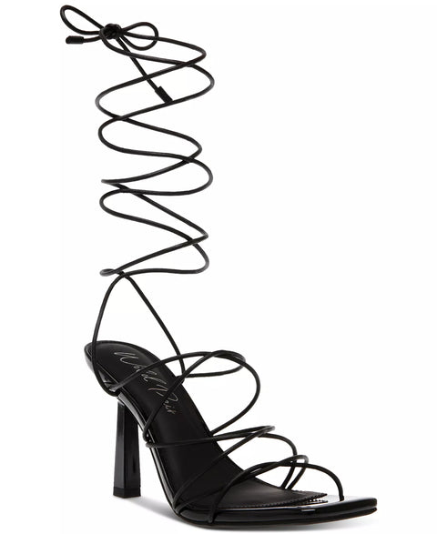 Wild Pair Women's Black Eross Lace-Up High Heel Dress Sandals | Wild Pair In Lebanon