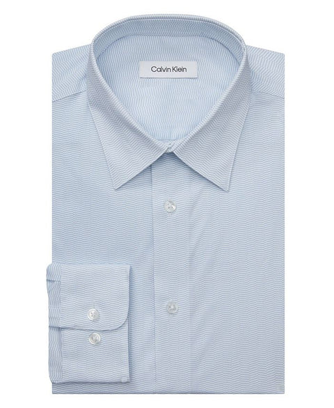 Calvin Klein Men's White & Blue Steel Plus Regular Fit Stretch Wrinkle Free Shirt |Calvin Klein In Lebanon