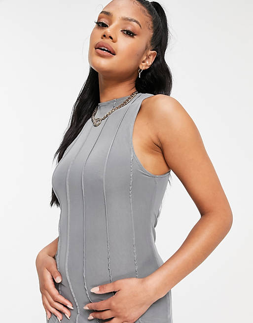 Motel Women's Grey High Neck Dress AMF1074