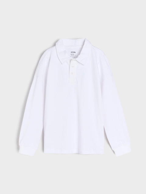 Sinsay Boy's White & Navy Long sleeve Polo Blouse | Sinsay In Lebanon