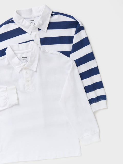 Sinsay Boy's White & Navy Long sleeve Polo Blouse | Sinsay In Lebanon