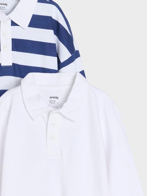 Sinsay Boy's White & Navy Long sleeve Polo Blouse | Sinsay In Lebanon