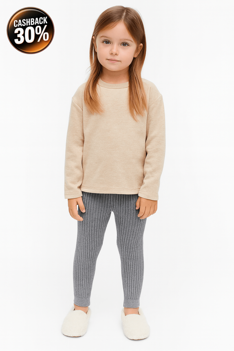 POMPdeLUX Girl's Dark Grey Greenville Lt Knit Leggings |POMPdeLUX in Lebanon