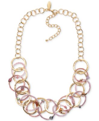 Style & Co Women's Gold Mixed Stone Beaded Link Statement Necklace| Style & Co In Lebanon