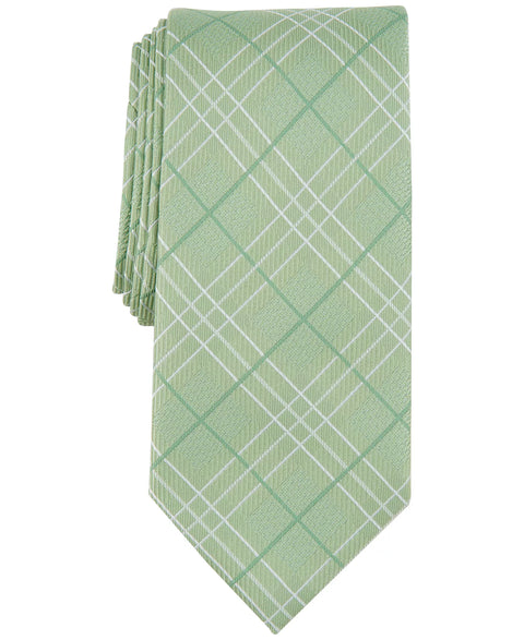 Perry Ellis Portfolio Men's Light Green Sayre Check Plaid Tie | Perry Ellis Portfolio In Lebanon