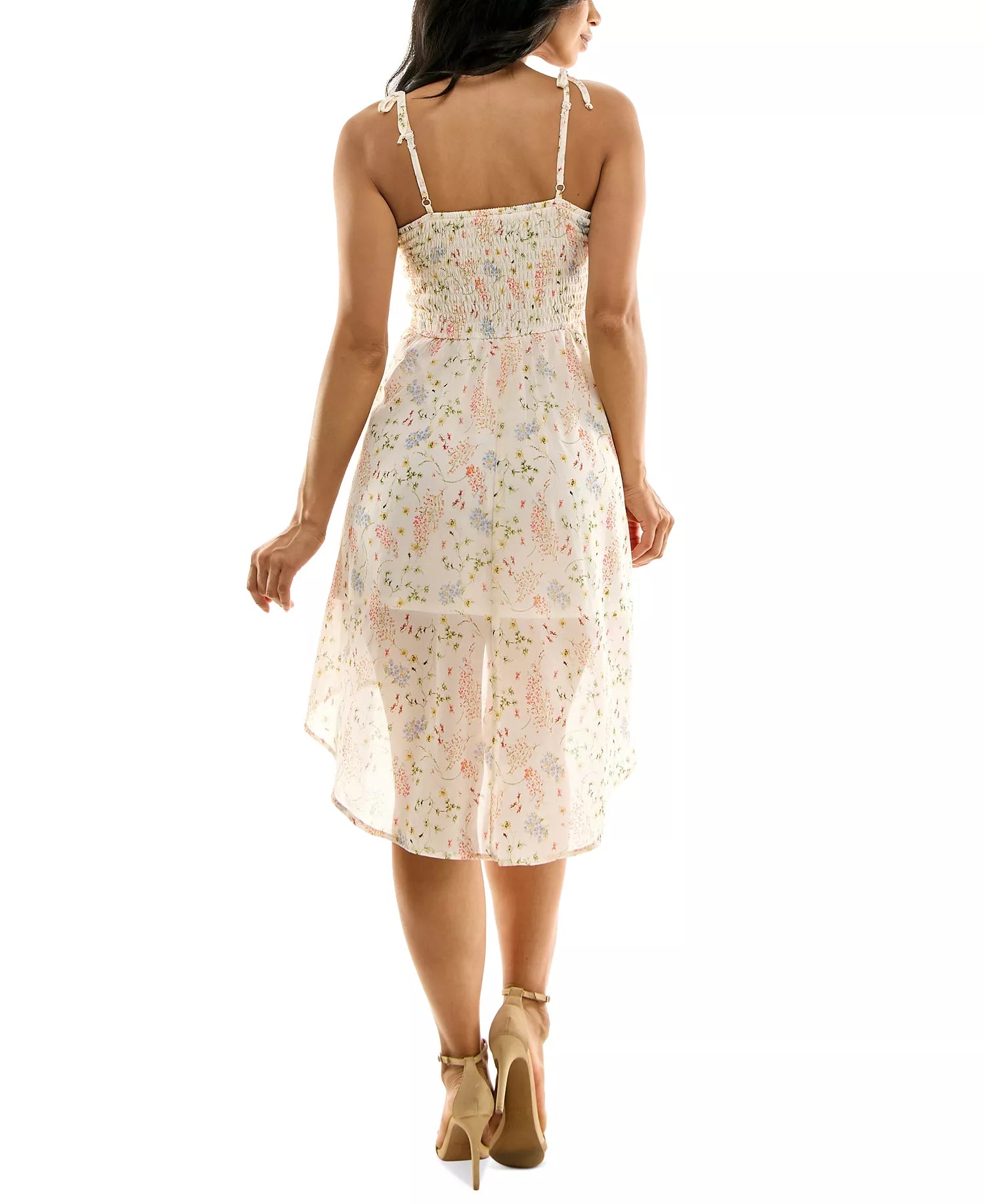 As U Wish Women's Cream Floral Shoulder-Tie Dress | As U Wish In Lebanon