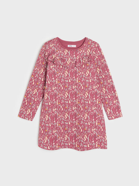 Sinsay Girl's Purple Floral Long Sleeve Ruffle Dress |Sinsay In Lebanon