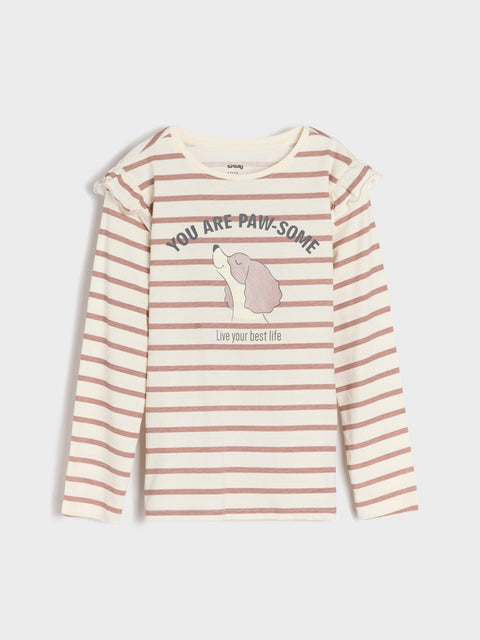 Sinsay Girl's Beige & Brown Long Sleeve Striped Blouse | Sinsay In Lebanon