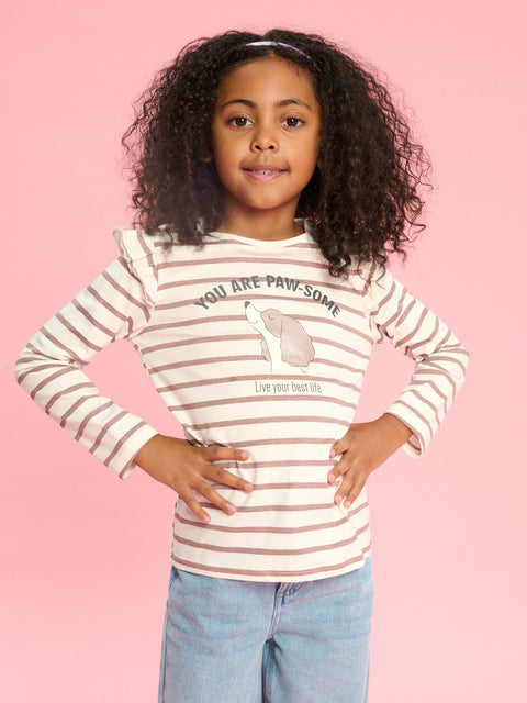 Sinsay Girl's Beige & Brown Long Sleeve Striped Blouse | Sinsay In Lebanon