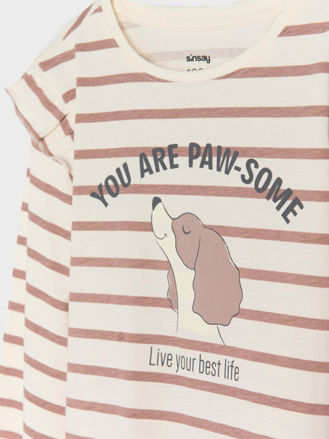 Sinsay Girl's Beige & Brown Long Sleeve Striped Blouse | Sinsay In Lebanon