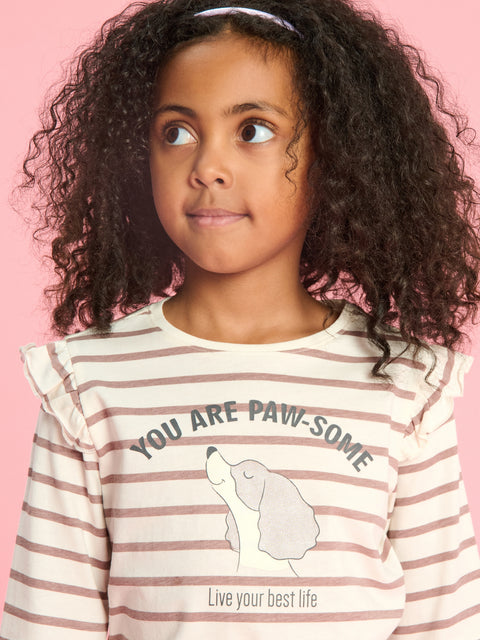 Sinsay Girl's Beige & Brown Long Sleeve Striped Blouse | Sinsay In Lebanon