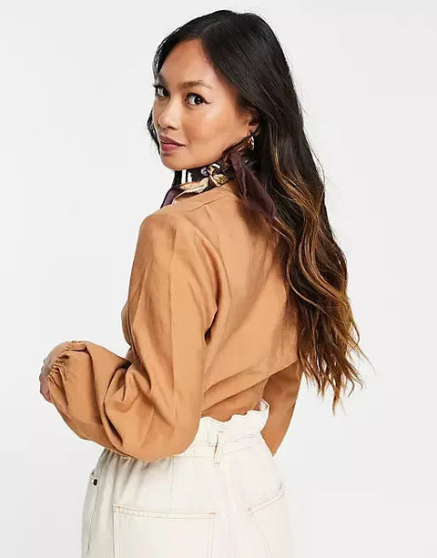 ASOS DESIGN Women's Camel Blouse ANF1332