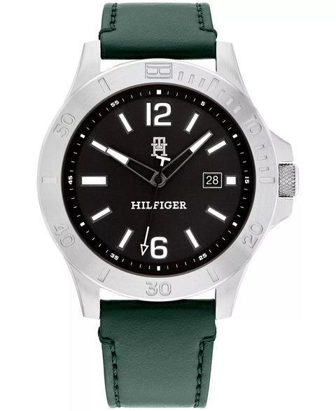 Tommy Hilfiger Men's Green Quartz Green Leather Strap Watch 46mm | Tommy Hilfiger In Lebanon