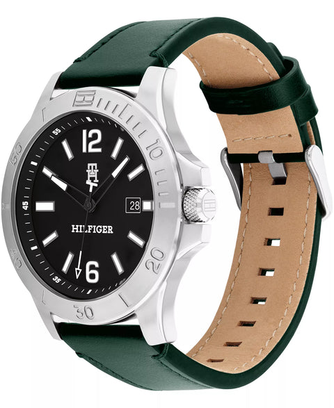 Tommy Hilfiger Men's Green Quartz Green Leather Strap Watch 46mm | Tommy Hilfiger In Lebanon