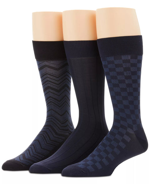 Perry Ellis Portfolio Men's Navy 3-Pk. Microfiber Patterned Socks | Perry Ellis Portfolio in Lebanon