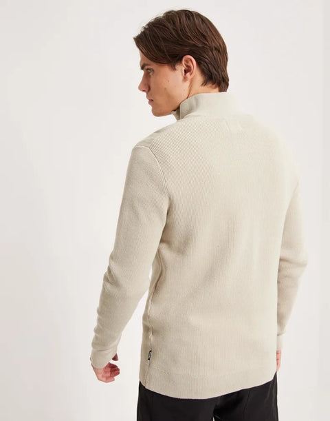 Only & Sons Men's Stone Ribbed Half Zip Sweater | Only & Sons In Lebanon