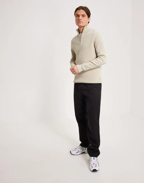 Only & Sons Men's Stone Ribbed Half Zip Sweater | Only & Sons In Lebanon