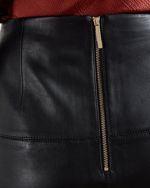 Ted Baker London Women's Black Leather A-Line Mini Skirt | Ted Baker London In Lebanon