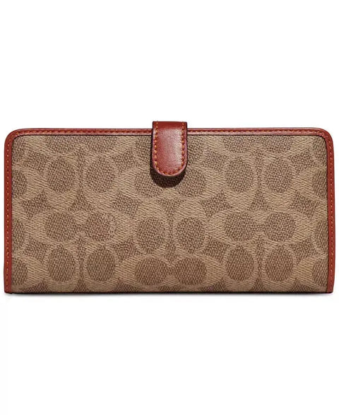 Coach Women's Signature Monogram Coated Canvas Skinny Wallet| Coach In Lebanon