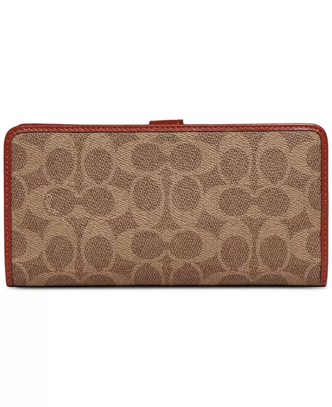 Coach Women's Signature Monogram Coated Canvas Skinny Wallet| Coach In Lebanon